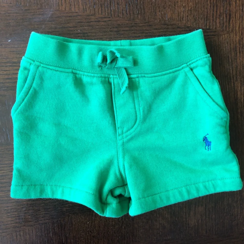 Ralph Lauren Palm Beach Green Sweat Shorts w/Pockets Sz 6mo